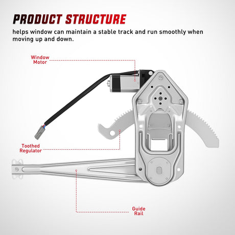 Window Regulator Power Window Regulator with Motor Assembly Replacement for Ford Ranger 2011-1993, Front Passenger Side, 741-832
