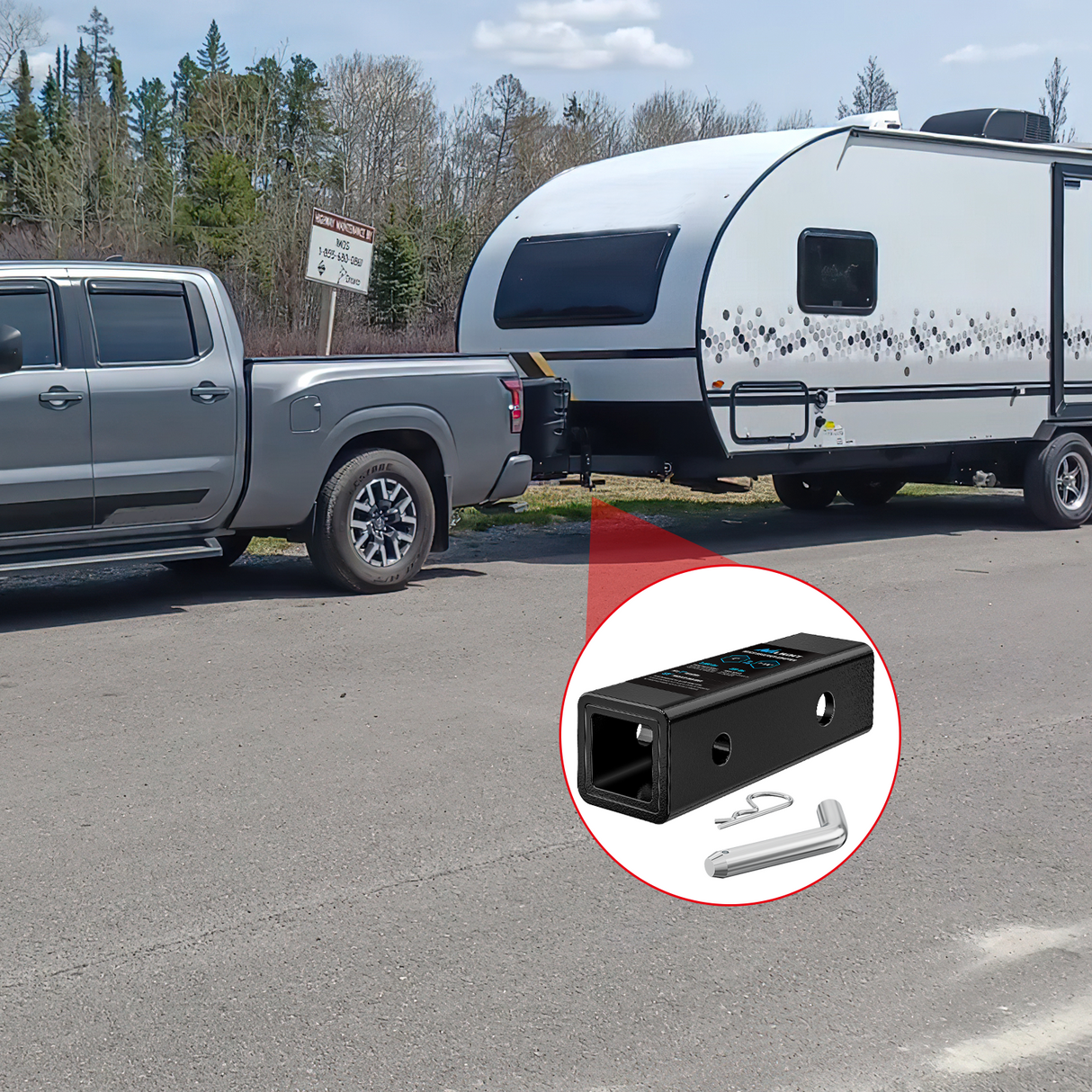 Trailer Hitch Trailer Hitch Receiver Adapter Reducer Sleeve 2 to 1-1/4 Inch with 5/8Inch Hitch Pin and Clip Hitches Towing Accessories for Tractor Bucket RV UTV Truck Bike Rack Cargo Carriers Carbon Steel