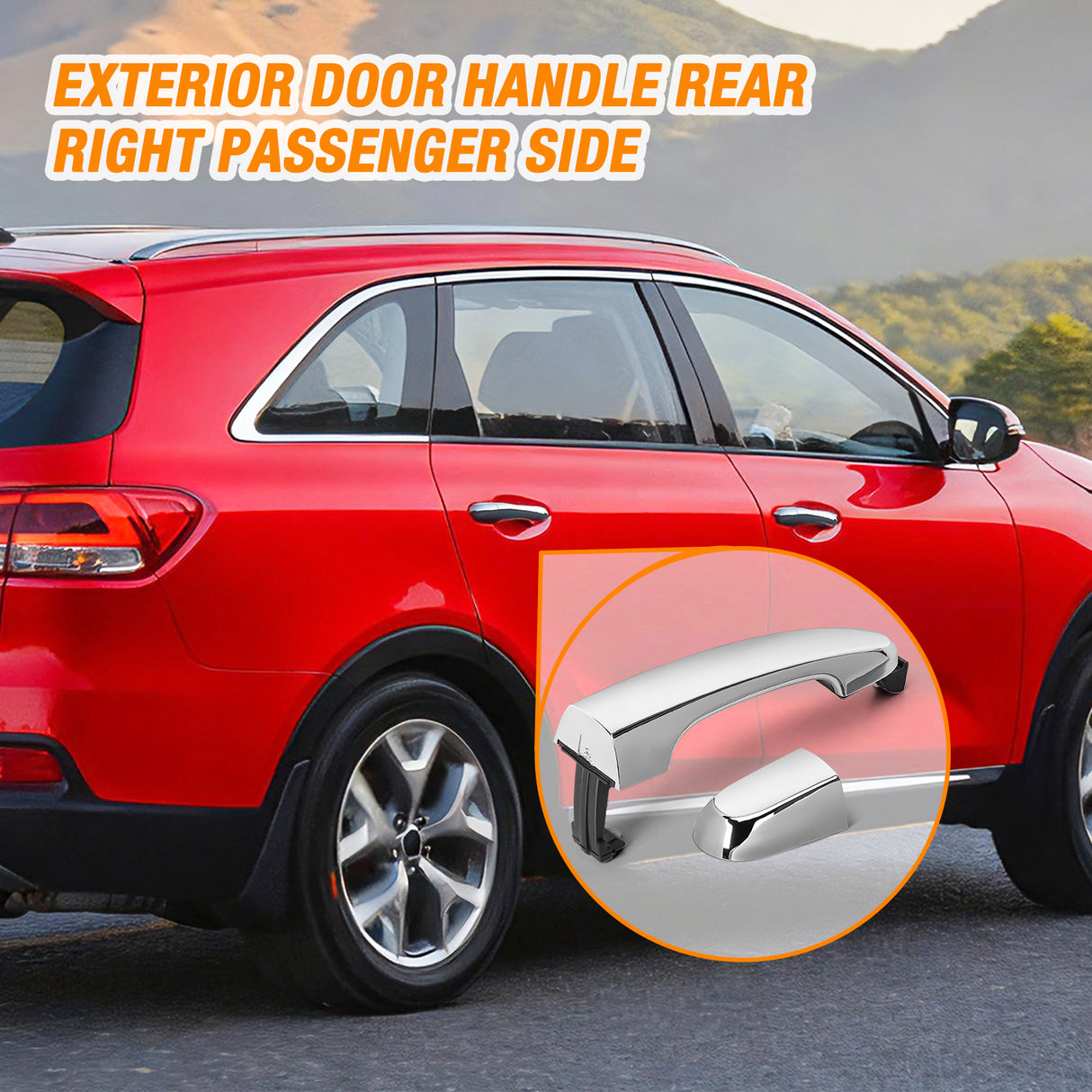 Exterior Door Handle Rear Right Passenger Side Compatible with 2011 2012 2013 2014 2015 Kia Sorento Upgraded Chrome Outside Car Door Handles Silver Finish Replaces OEM# 826512P010, 836622P010