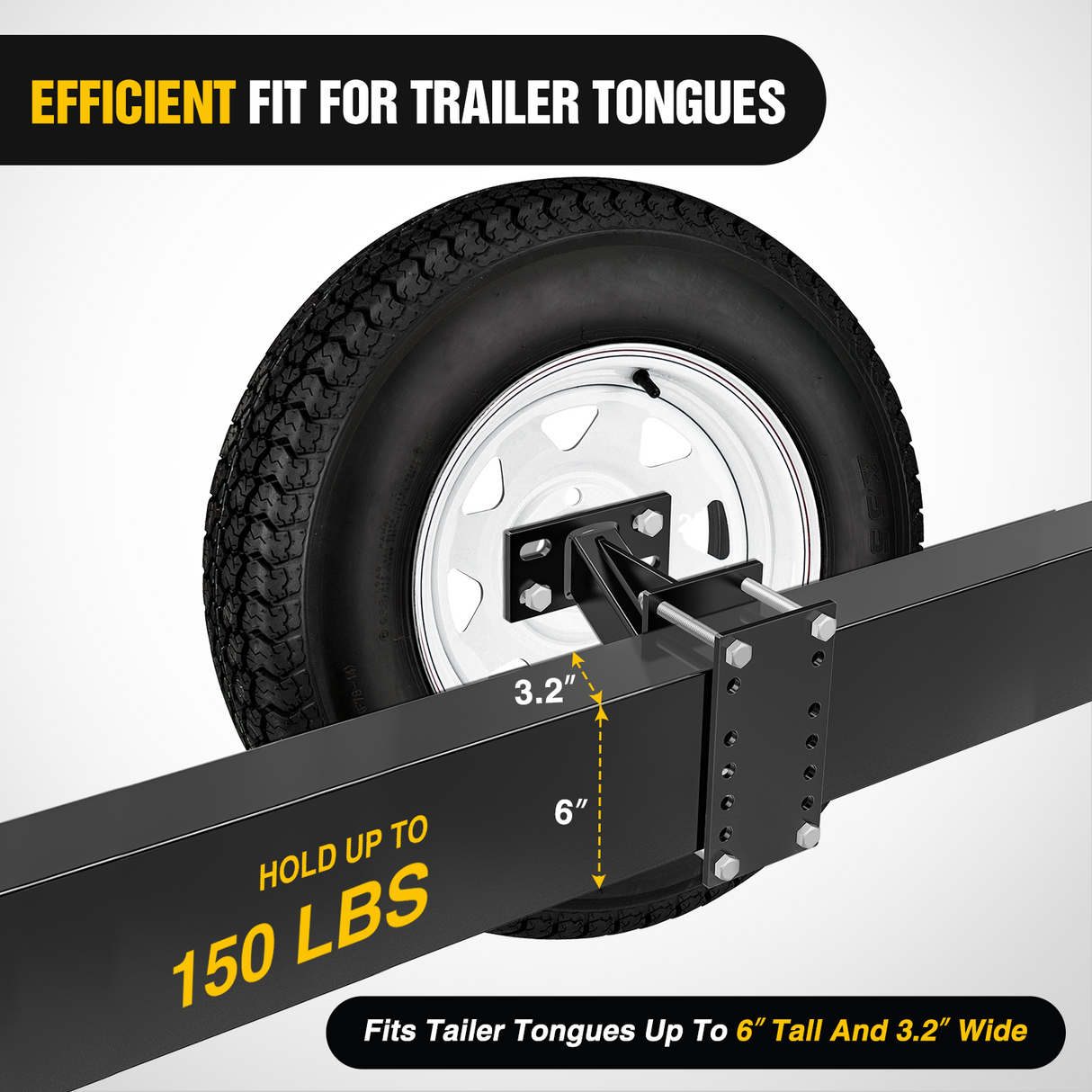 Nilight Spare Tire Carrier Trailer Spare Tire Mount Boat Trailer Carrier Bracket Utility Trailer Accessories Fits 4 & 5 & 6 Lugs Trailer Wheels on 4Inch 4.5Inch 4.75Inch 5Inch and 5.5Inch Bolt Patterns 150 Lbs