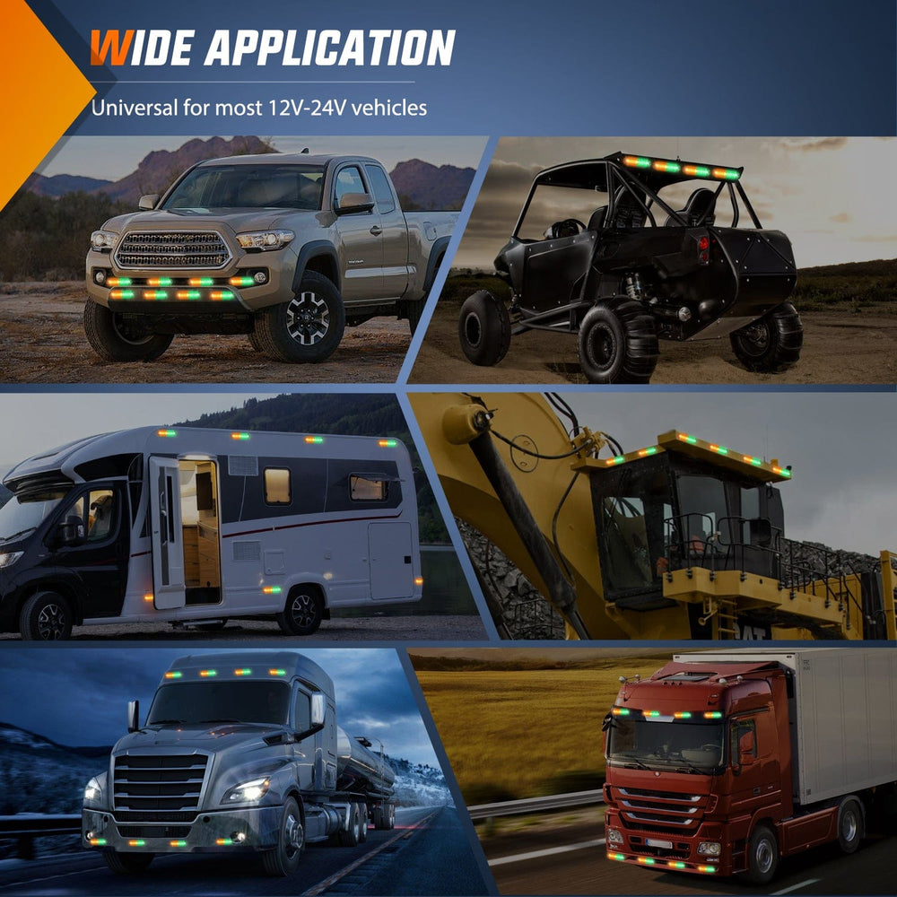 Surface Mount Strobe Lights 8PCS 12LED Amber Green Emergency Strobe Lights