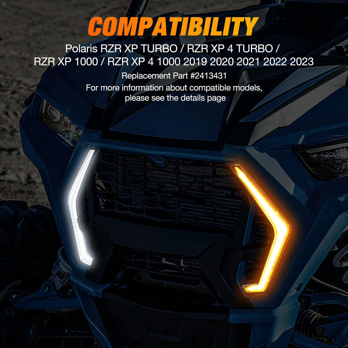 Nilight Turn Signal Fang Lights LED Accent Street Legal Front Signature Light Compatible with Polaris RZR XP 1000 Turbo Accessories 2019 2020 2021 2022 2023