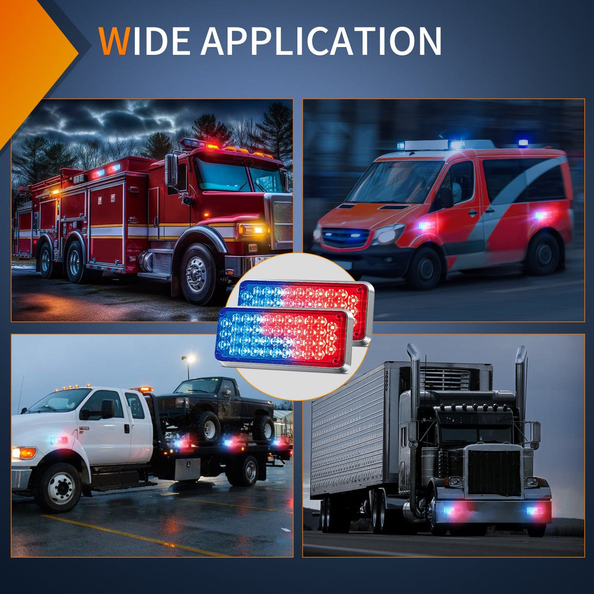 led strobe light 42LED Red Blue Wireless Magnetic Strobe Lights Surface Mount Waterproof 5 Patterns (Pair)