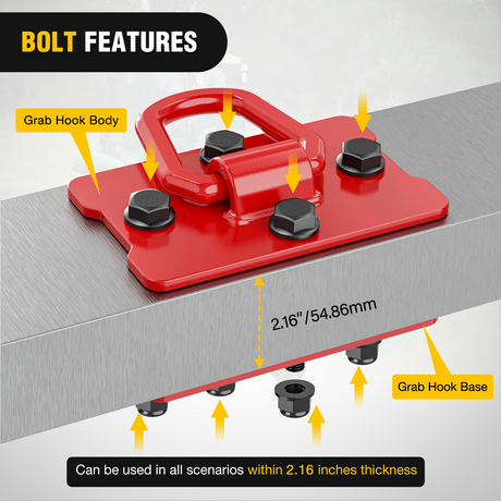 Nilight 2Pcs 1/2inch D Rings for Trailers Heavy Duty Trailer Tie Down Rings, Incl. Mounting Hardware, Forged Steel Bolt-On Grab with Back Plates Compatible with Tractor RV UTV Truck, Max 12000Lbs, Red