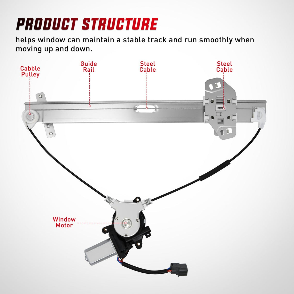 Window Regulator Power Window Regulator with Motor Assembly Replacement for Honda Accord 2003 2004 2005 2006 2007, Front Driver Side, 741-306