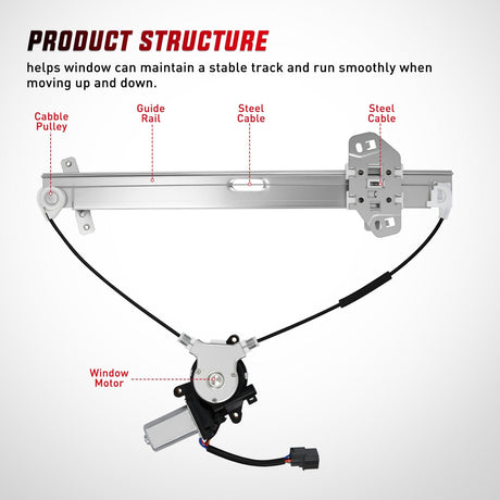 Window Regulator Power Window Regulator with Motor Assembly Replacement for Honda Accord 2003 2004 2005 2006 2007, Front Driver Side, 741-306