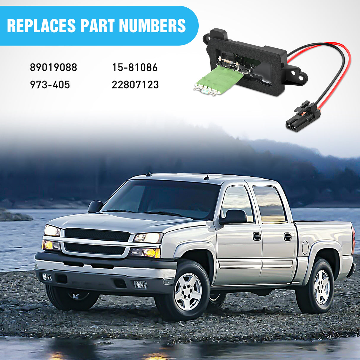 Nilight AC Blower Motor Resistor Kit with Harness Fit for Cadillac Escalade, Chevy Avalanche Silverado Suburban Tahoe, GMC Sierra Yukon 2003-2006 Replaces 89019088, 973-405, 15-81086, 22807123