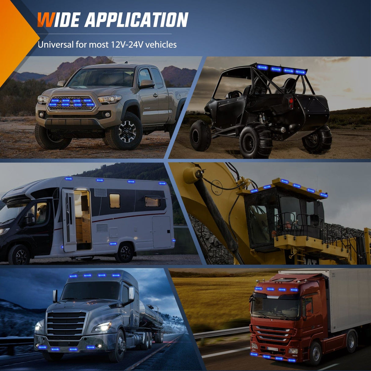 Surface Mount Strobe Lights 8PCS 12LED Blue Emergency Strobe Lights