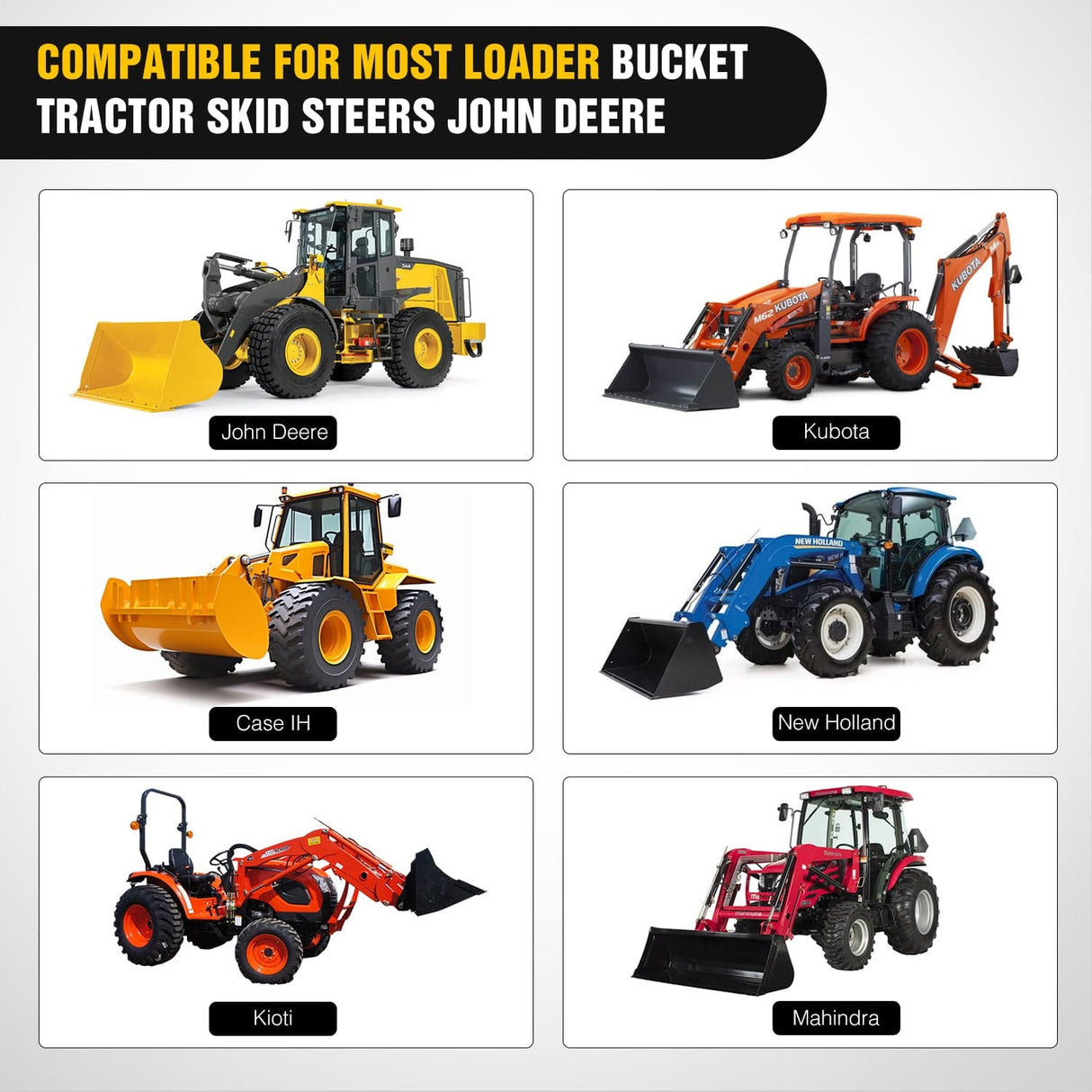 Tractor Hook 43Inch 2000lbs Clamp on Pallet Forks Heavy Duty Tractor Forks with Adjustable Stabilizer Bar