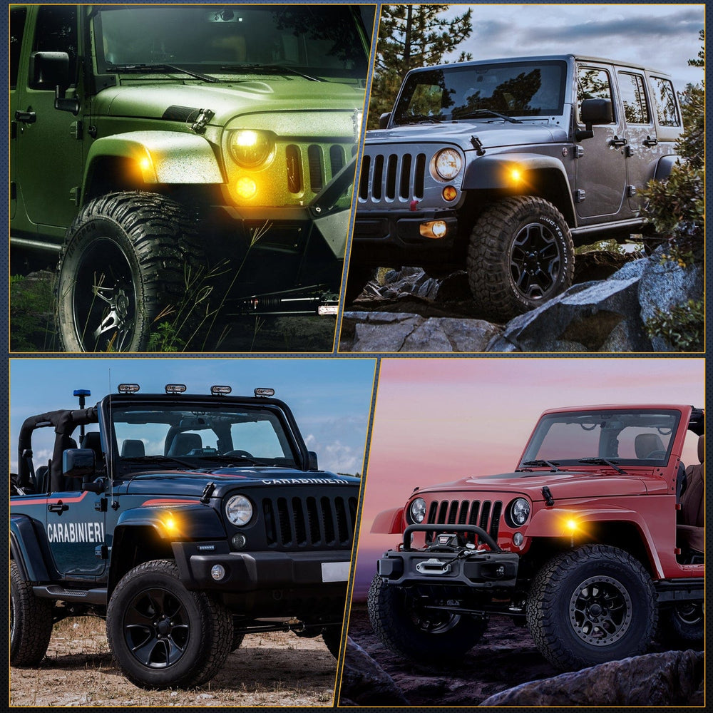 Side Marker Clearance Lights 2007-2017 Jeep Wrangler JK JKU 8LED Smoked Lens Amber Side Marker Light