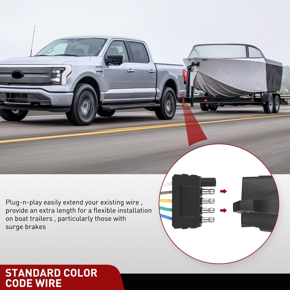 Wiring Harness Kit 22inch 18AWG 5 PIN Trailer Wire