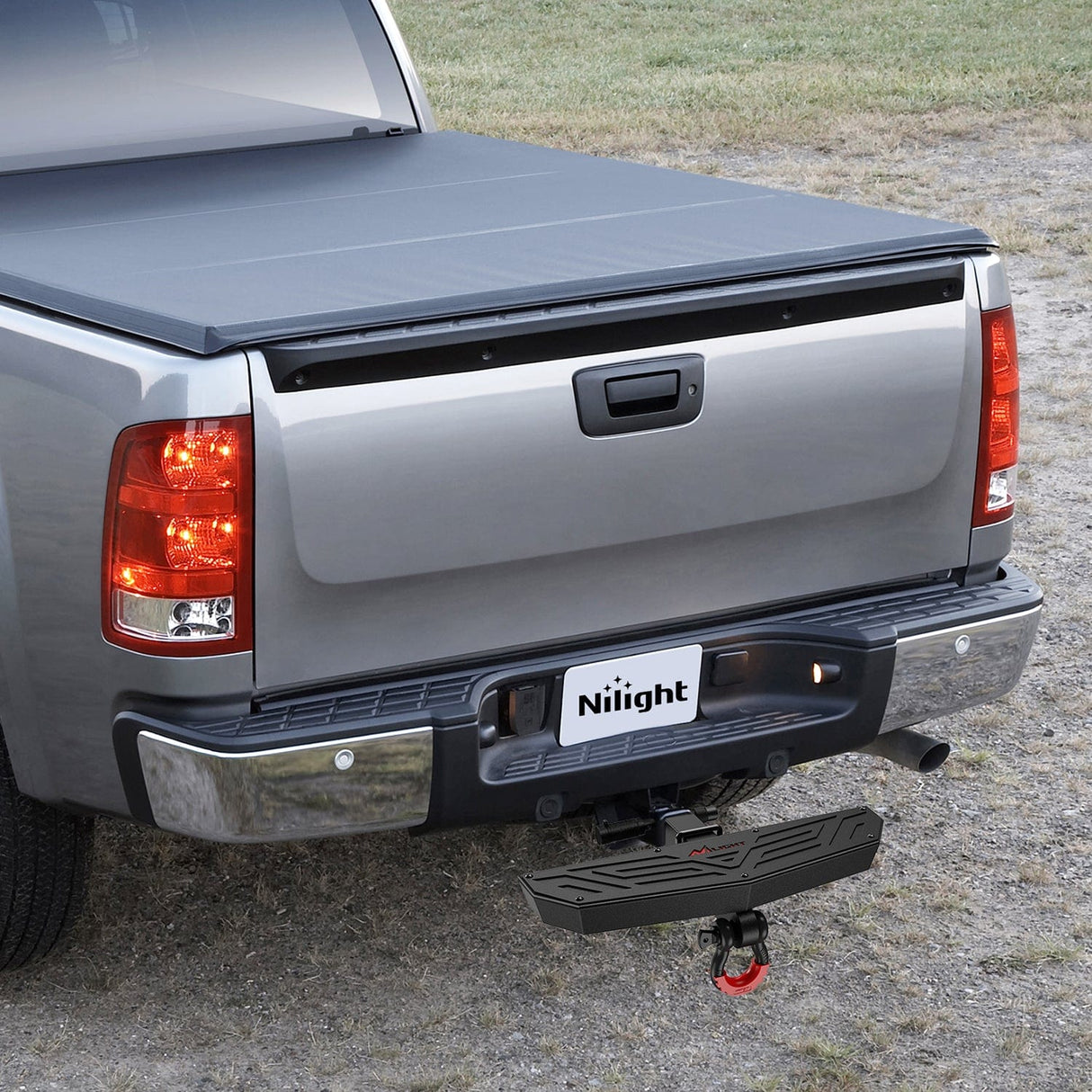 Trailer Hitch Hitch Step 2 Inch Receiver Universal Trailer Hitch Step Armor with Anti-Theft D-Ring Shackle Hitch Lock Stabilizer Anti-Slip Design Rear Bumper Guard for Pickups Trucks Vans SUVs ATVs