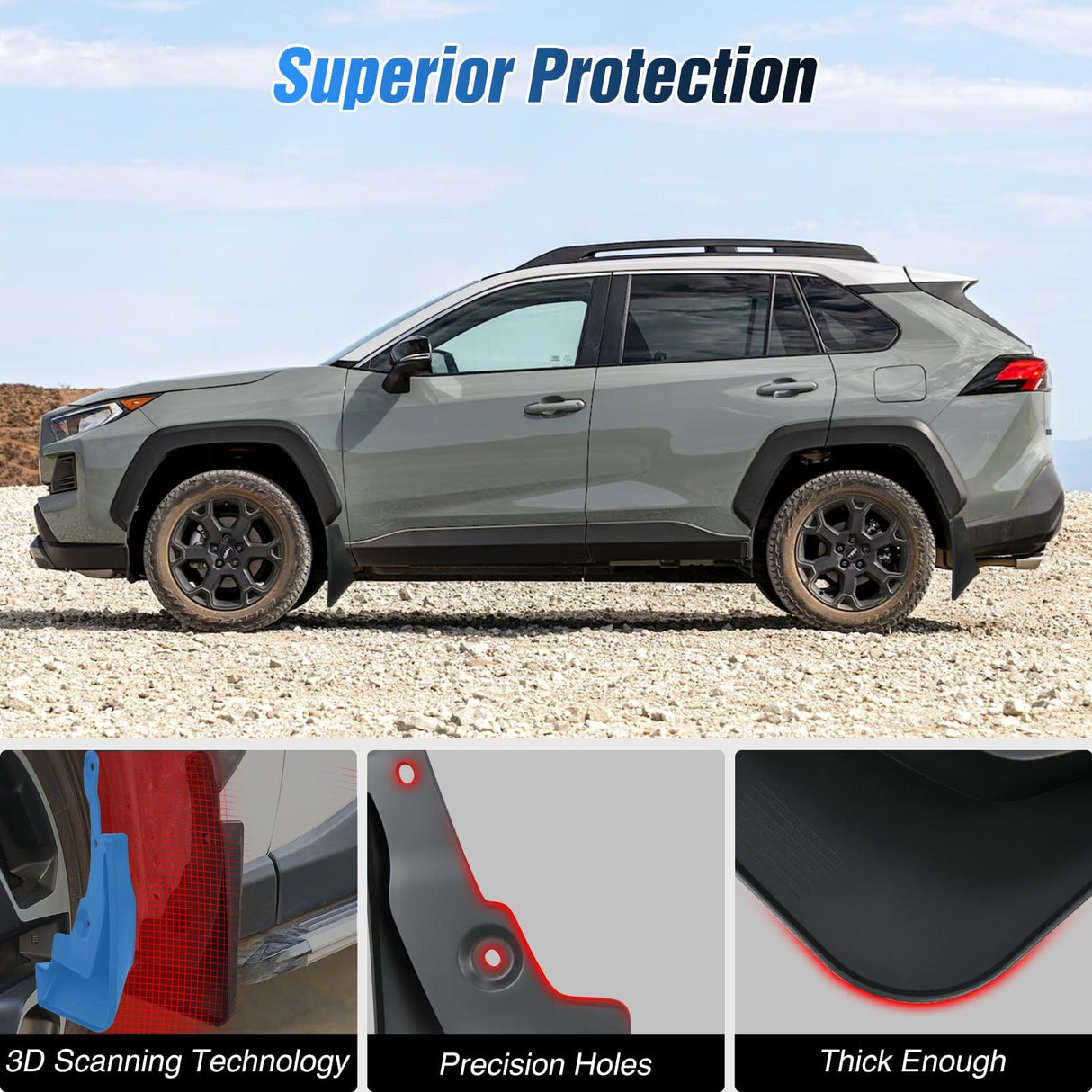 Fender Front & Rear Set Mud Flaps for Toyota RAV4 2019 2020 2021 2022 2023 2024 2025