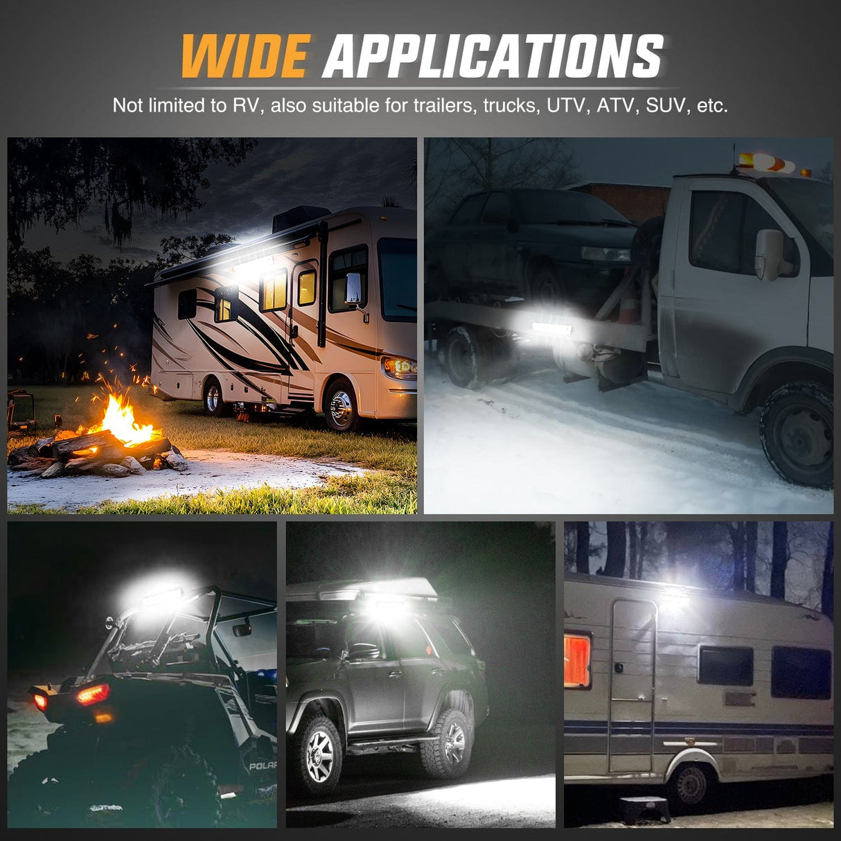 Area Lights RV Exterior Light 13 Inch White Beam Porch Lights White Aluminum