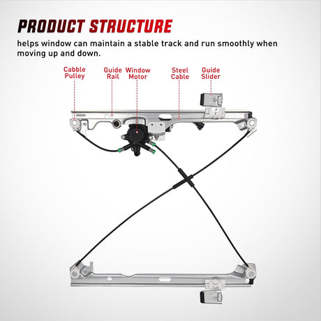 Window Regulator 741-443 Power Window Regulator Front Passenger with Motor Compatible with Chevrolet Silverado 1500 2007-2013 Tahoe GMC Yukon Sierra 1500 2007 2008 2009 2010 2012 2013