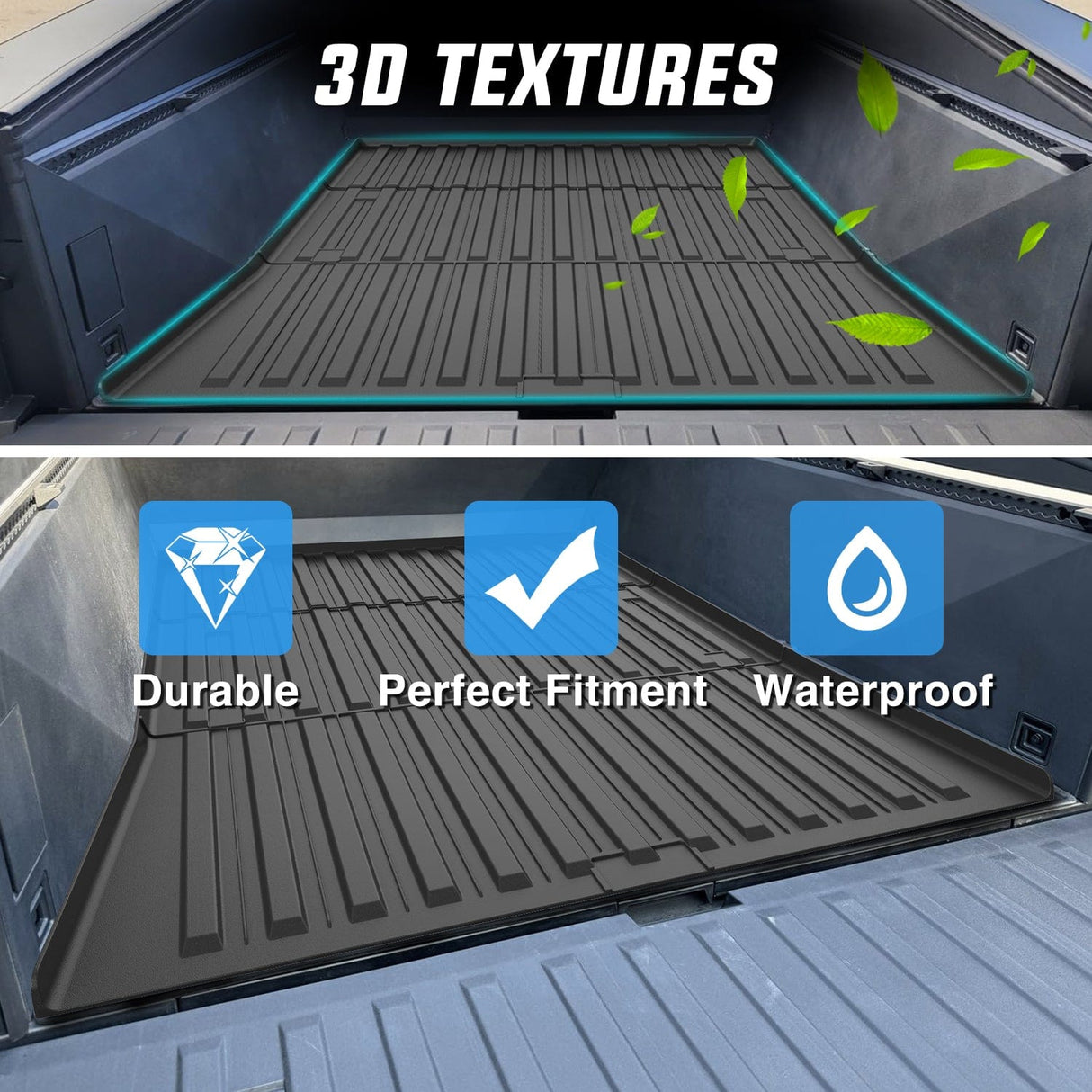 trunk Truck Bed Mat for Tesla Sybertruck 2023 2024 2025 6FT, 3D Anti-Slip, Thick and Durable, All Weather Custom Fit TPE Trunk Bed Liner