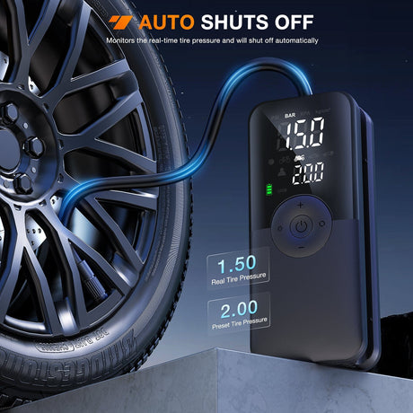 inflator Tire Inflator Portable Air Compressor Rechargeable Battery Cordless 150PSI Faster Inflation Air Pump for Car Tires with Tire Pressure Gauge