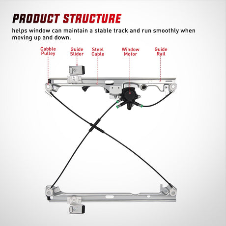 Window Regulator 741-442 Power Window Regulator Front Driver Side with Motor Compatible with Chevrolet Silverado 1500 2007-2013 Tahoe GMC Yukon Sierra 1500 2007 2008 2009 2010 2012 2013