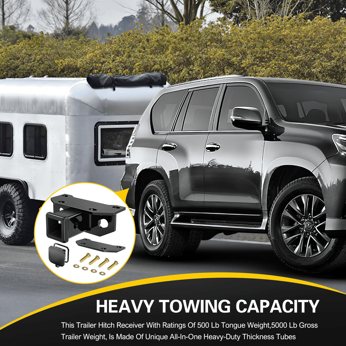 Trailer Hitch 2010 2011 2012 2013 2014 2015 2016 2017 2018 2019 2020 2021 2022 2023 2024 Lexus GX460 2Inch Rear Bumper Tow Trailer Hitch Receiver Kit