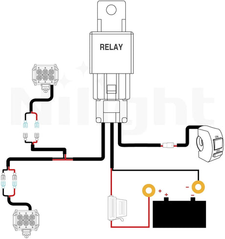 Wiring Harness Kit 16AWG Wire Harness Kit 2 Leads W/ 12V 7/8inch Motorcycle Handlebar Switch | 3 Fuses | 4 Spade Connectors