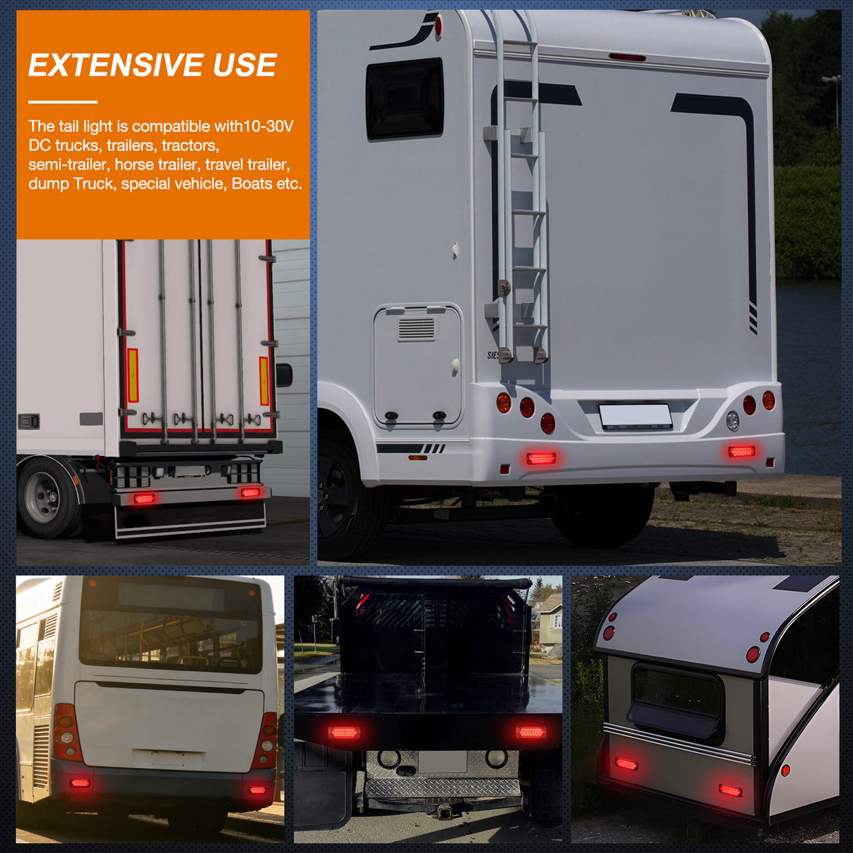 5.5 Inch Aluminum Housing Tail Light 2 PCS 24 LED Red Running Brake Turn Signals Marker Lights Surface Mount IP67 Waterproof for 10-30V RV Camper Trailer Truck Bus Boat