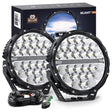 LED Work Light 9 Inch 140W 15560LM Round Spot Flood Built-in EMC DRL LED Work Lights (Pair) | 12AWG DT Wire