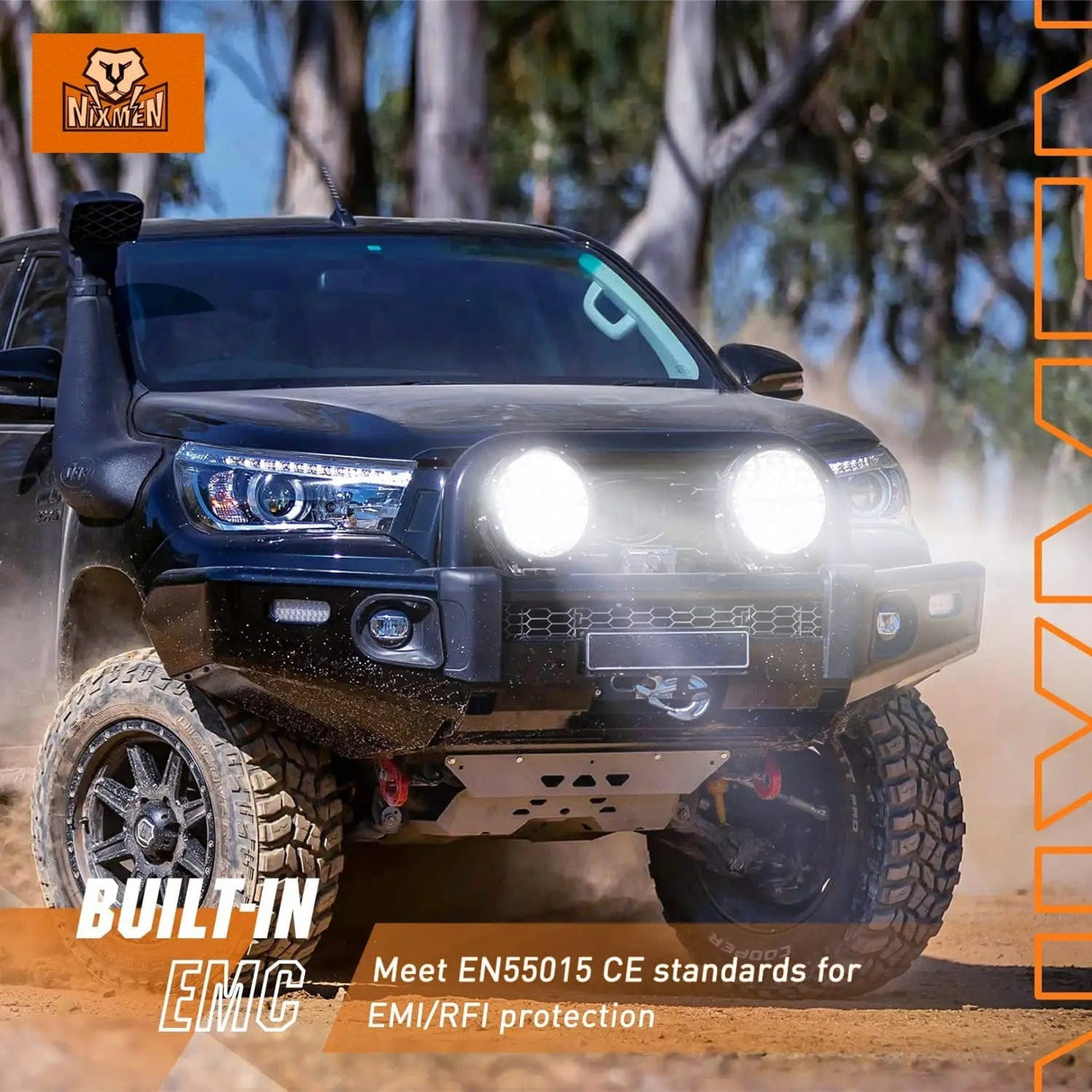 LED Work Light 9 Inch 140W 15560LM Round Spot Flood Built-in EMC DRL LED Work Lights (Pair) | 12AWG DT Wire