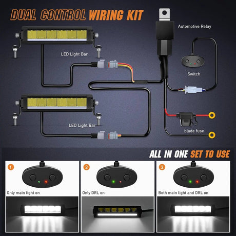 Motor Vehicle Lighting 9 Inch 30W 3365LM Slim Spot Built-in EMC DRL LED Light Bars (Pair) | 16AWG DT Wire