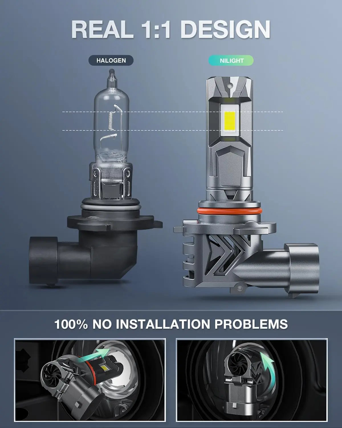 9005/HB3 | H11/H9/H8 LED Headlight Bulbs E4S Series 200W 40000LM 6500K IP67 | 4 BULBS Nilight