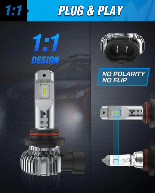 LED Headlight H10/9140/9145 Xenon LED Fog Light Bulbs EF2 Series DRL 60W 6000K | 2 BULBS