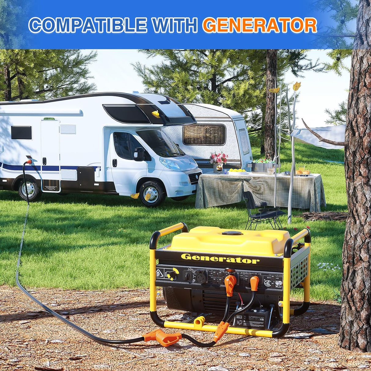 RV Parts 15 Amp 30 Amp to 50 Amp RV Y Splitter Adapter Cord 5-15P TT-30P Male Plug to 14-50R Female Receptacle Heavy Duty Electrical STW Wire Waterproof Cord for RV Camper Van Trailer