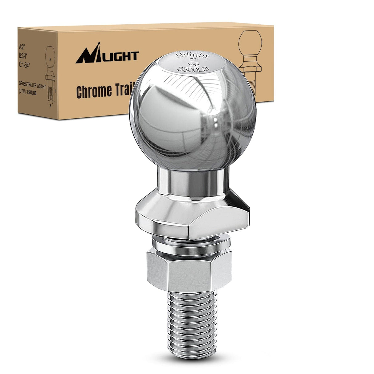 Trailer Hitch 2-Inch Diameter Chrome Trailer Hitch Ball