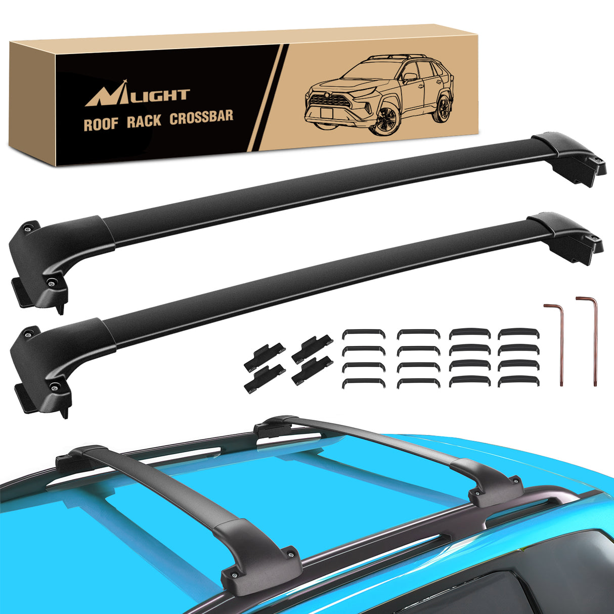 Nilight Roof Rack Cross Bars Fit for Subaru Forester 2014 2015 16 17 18 19 20 21 22 2023 Aluminum Heavy Duty Rails Crossbars with Rubber Pad for Rooftop Cargo Carrier Kayak(Only Fit Raised Side Rails)
