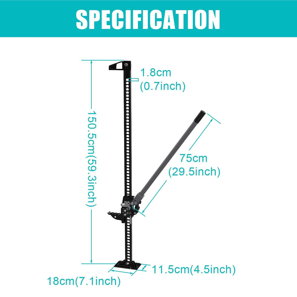 Car Jack Farm Jack, 60 inch Utility High Lift Ratcheting Off Road Jack for Truck/SUV/ATV/CAR, 7000 lbs/3 Ton Capacity