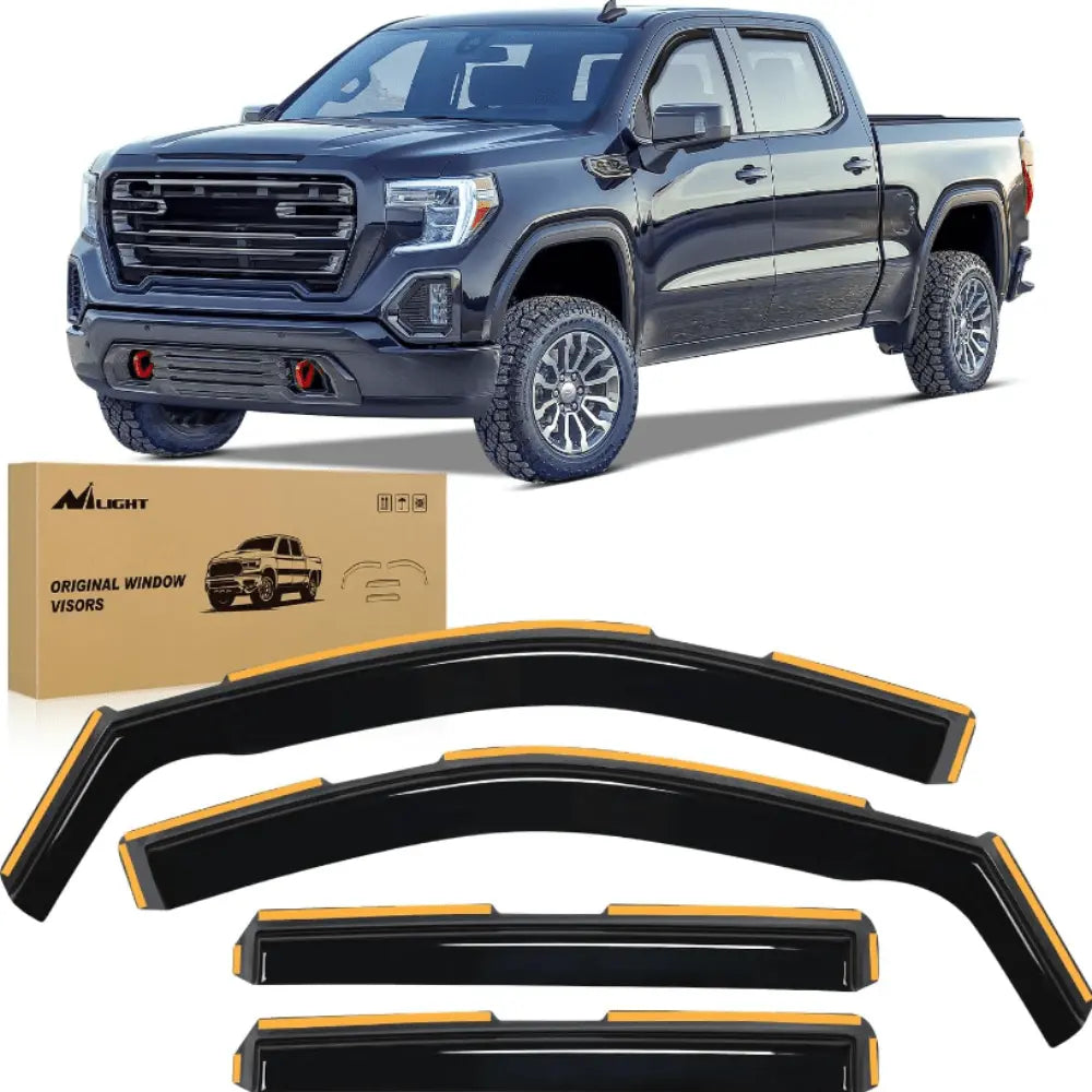 Rain Guards 2019 2020 2021 2022 2023 2024 Chevy Silverado 1500 Crew Cab/GMC Sierra 1500 Crew Cab Rain Guards Acrylic 4Pcs