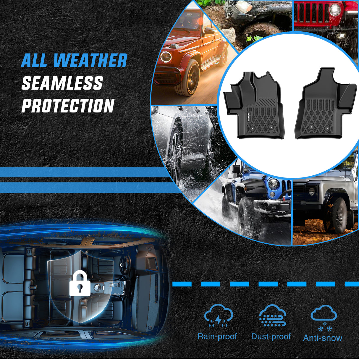 Floor Mat TPE Floor Mats for Ford Transit 150 250 350 350HD Vinyl Floor 2022 2023 2024 2025 2026 (Not for Connect) All Weather Custom Fit Heavy Duty Floor Liners