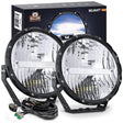 LED Work Light 9 Inch 120W 7000LM Round High Low Beam Built-in EMC LED Work Lights (Pair) | 14AWG DT Wire