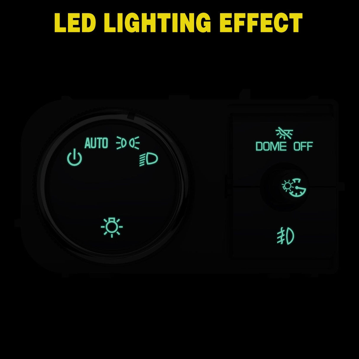 switch panel Headlight Dimmer Switch with Greenish LED Light Compatible with 2007 2008 2009 2010 2011 2013 Chevy Silverado 1500 2500HD 3500HD Tahoe 2007-2014GMC Sierra 2500HD 3500HD Yukon