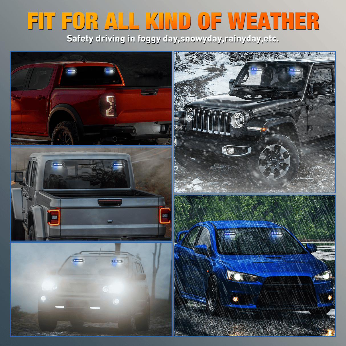 Led Strobe Light 12LED Emergency Strobe Traffic Advisor Light Bar 2 in 1 Blue White Dash Warning Safety Flashing Lights Front/Rear Windshield Construction Lights for Trucks Cars Plow Police Vehicles