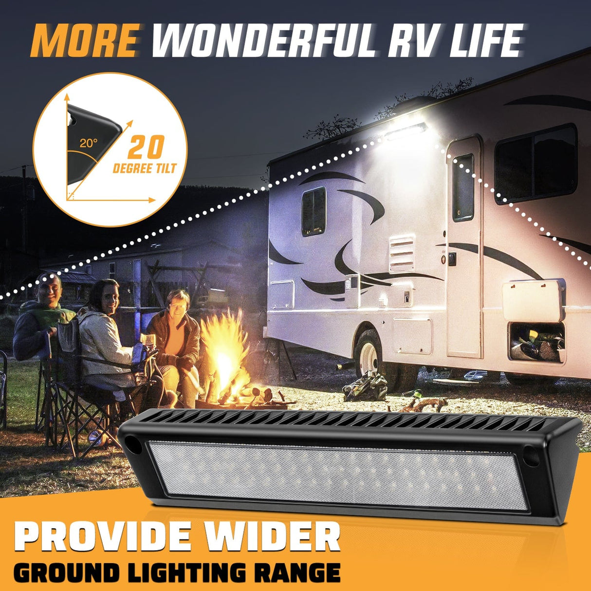 Area Lights RV Exterior Light 13 Inch White Beam Porch Lights Black Aluminum