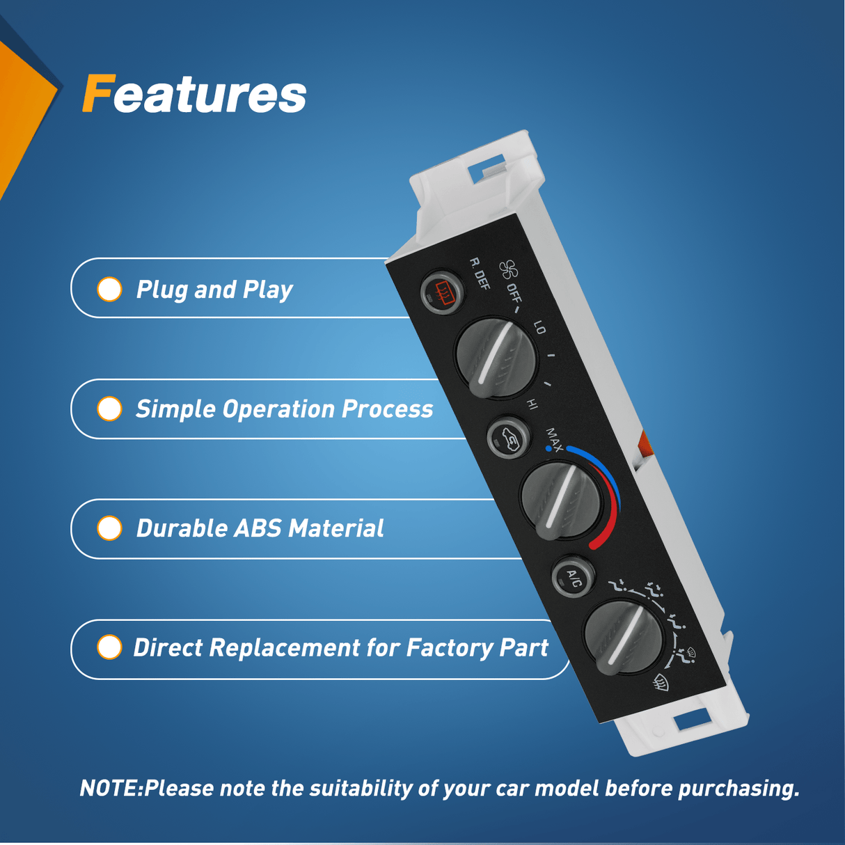 Climate Control Module A/C Heater Climate Control Module Switch Compatible with 1996 1997 1998 1999 2000 Chevy GMC C1500 2500 3500 K1500 Truck Replacement Air Conditioning Panel