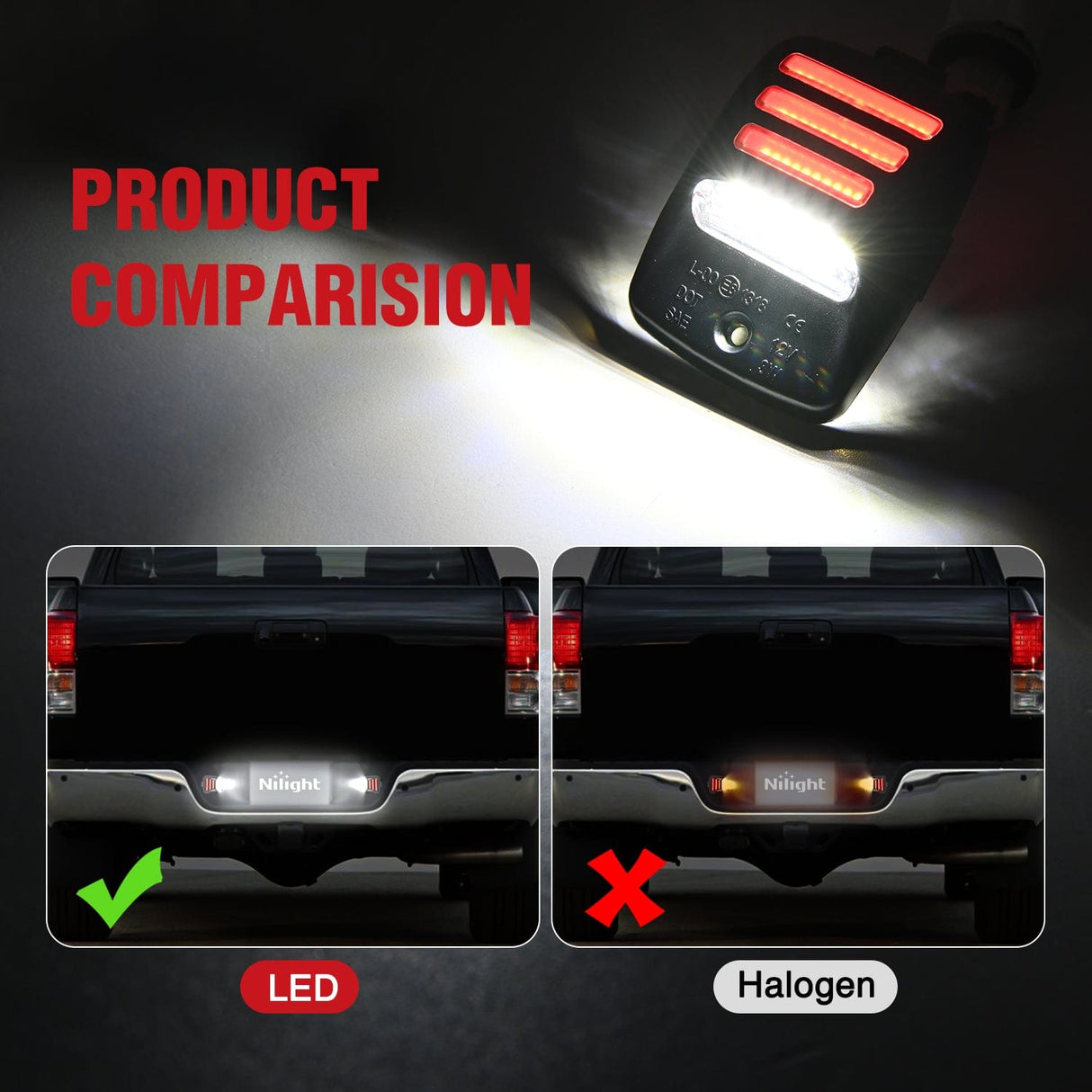 Tail Brake Turn Reverse Lights License Plate Lights Compatible with 2005 2006 2007 2008 2009 2010 2011 2012 2013 2014 2015 Toyota Tacoma 2000-2013 Tundra Red Triple OLED Tube 6000K White 2PCS Pack