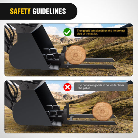 Tractor Hook 43Inch 2000lbs Clamp on Pallet Forks Heavy Duty Tractor Forks with Adjustable Stabilizer Bar