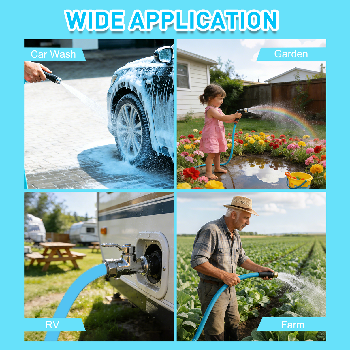 Nilight RV Parts RV Water Hose 75FT Garden Drinking Hoses with Storage Bag Leakproof Anti-Kink 5/8 Inch Inner Diameter Flexible Lightweight Freshwater Hose for RVs Campers Travel Trailer Boat Car Wash Accessories