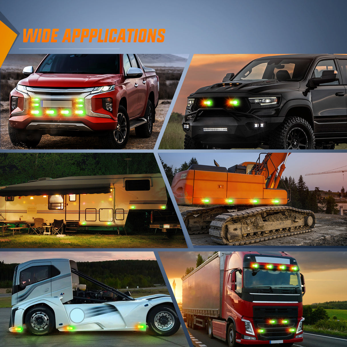 Nilight 4PCS LED Strobe lights 12V 24V Sync Feature Amber Green 24LED Emergency Hazard Warning Lights with Controller Hard Wire or Cigarette Lighter Plug for Car Truck RVs Campers