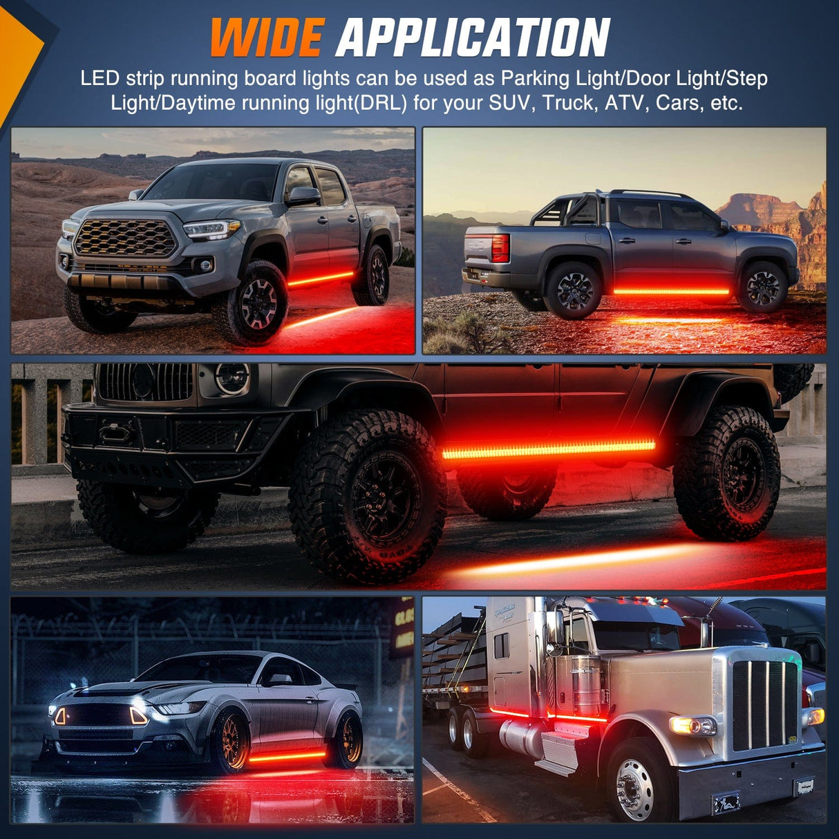 Led light Strip 2PCS 70 Inch Emergency Strobe Light Strip 1125 LED Running Board Lights Red Flexible Side Flashing Warning Caution Safety Waterproof for Truck Construction Vehicles Pickup