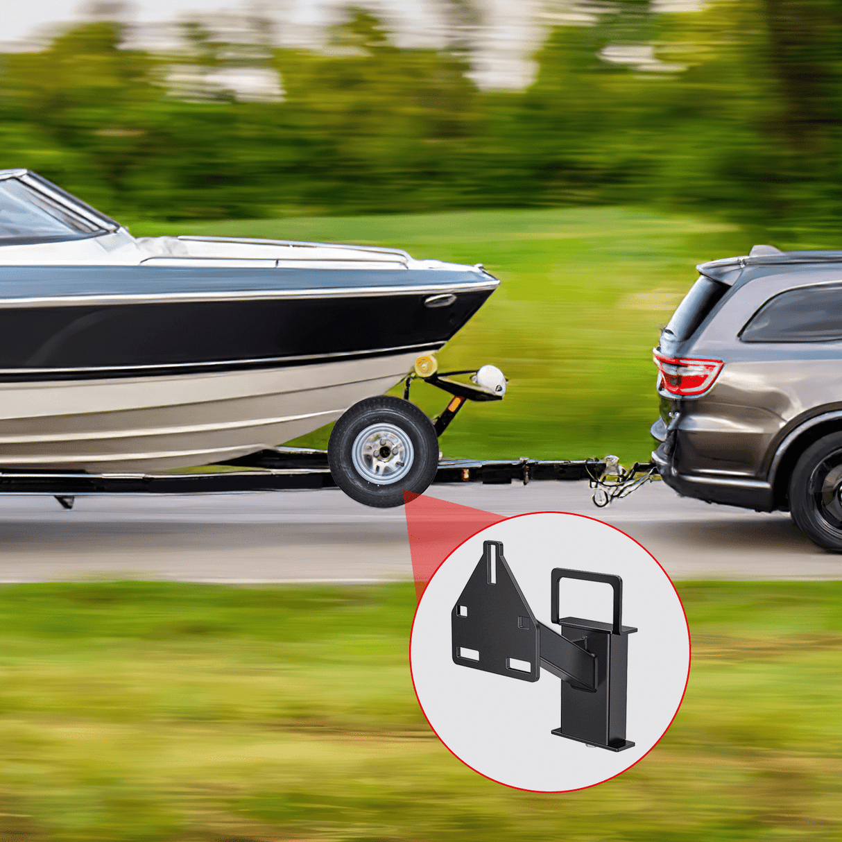 Trailer Hitch Spare Tire Carrier Mount Stake Pocket Boat 3-Nuts Trailer Bracket Utility Trailer Accessories Fits 4 & 5 & 6 Lugs Trailer Wheels on 4Inch 4.5Inch 4.75Inch 5Inch 5.5Inch and 6Inch Bolt Patterns 150 Lbs