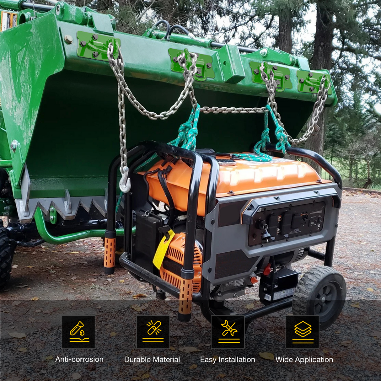 Nilight 2PCS Tractor Bucket Hooks with Tie Down Ring, Bolt-On Grab Hook with Back Plates Compatible with Trailer RV UTV Truck, Grade 70 Grade Forged Steel Max 15000 lbs, Green