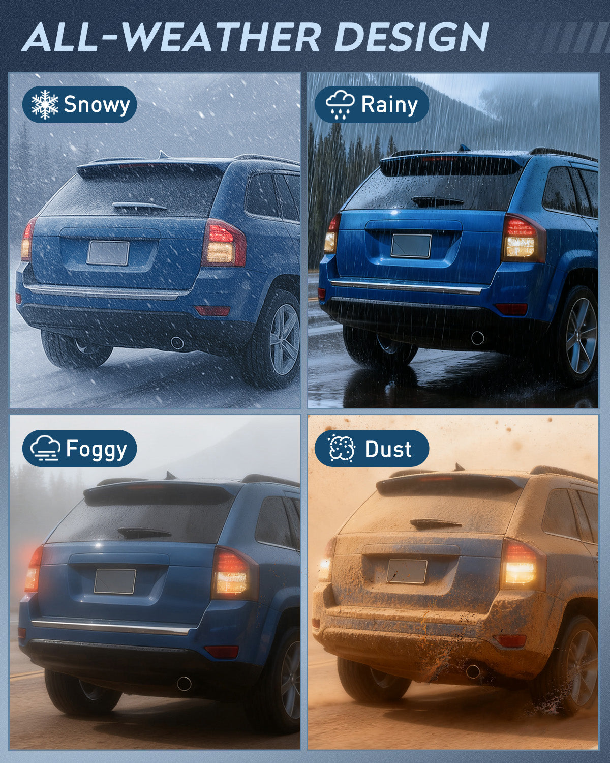 Taillight Assembly Compatible with 2014 2015 2016 2017 Jeep Compass Tail Light OE Style Rear Lamp Replacement Driver and Passenger Side w/Bulbs