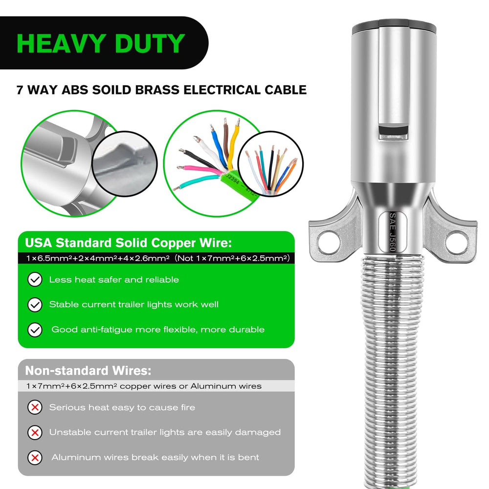 Accessories 15ft 7 Way to 6 Way Trailer Plug Adapter
